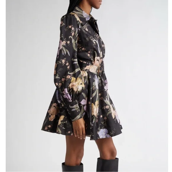 🖤SOLD🖤 ZIMMERMANN EDEN BELTED FLIP MINI DRESS IRIS SHERBET size 0 fits like 4US - Picture 4 of 16